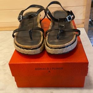 Donald Pliner Black Patent Leather cork espidrille